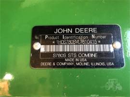 2020 JOHN DEERE S780