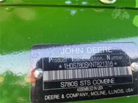 2022 JOHN DEERE S780